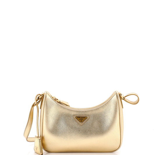 Adjustable Handle Zip Hobo Saffiano Leather Mini