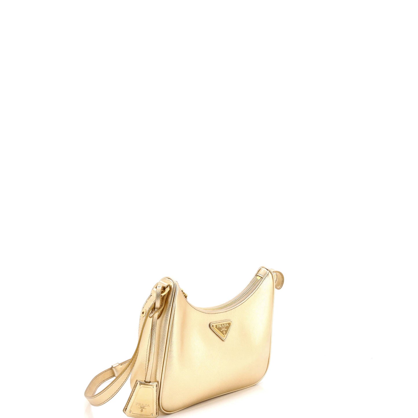 Adjustable Handle Zip Hobo Saffiano Leather Mini