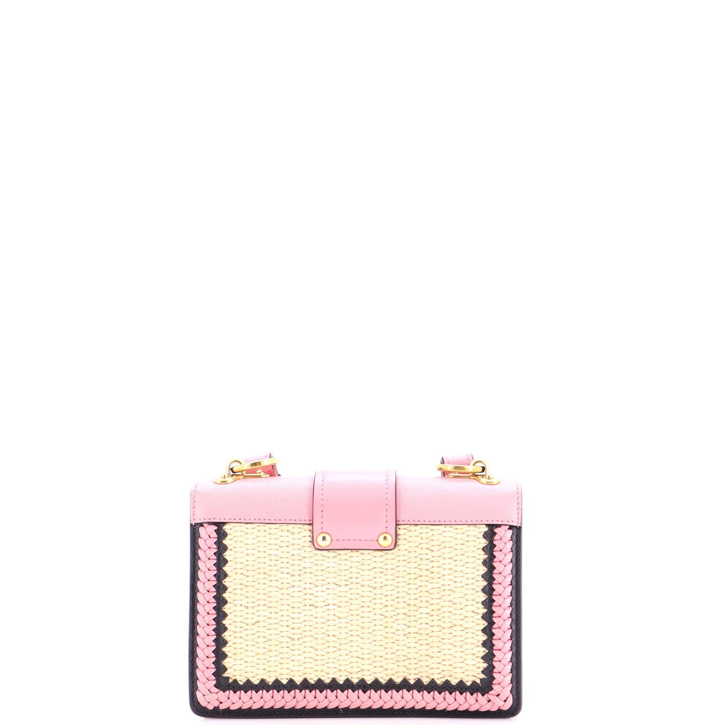 Cahier Crossbody Bag Leather and Straw Small