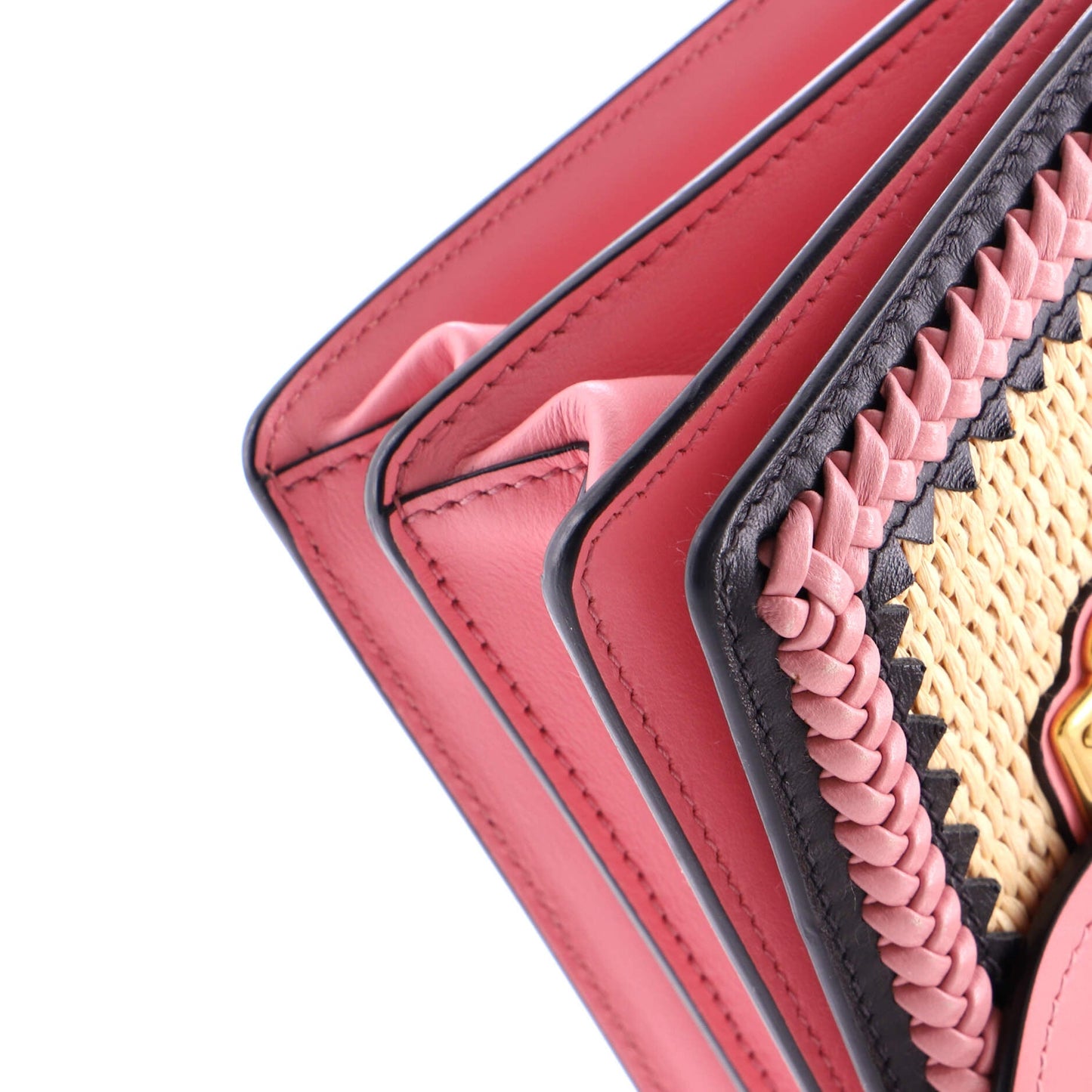 Cahier Crossbody Bag Leather and Straw Small