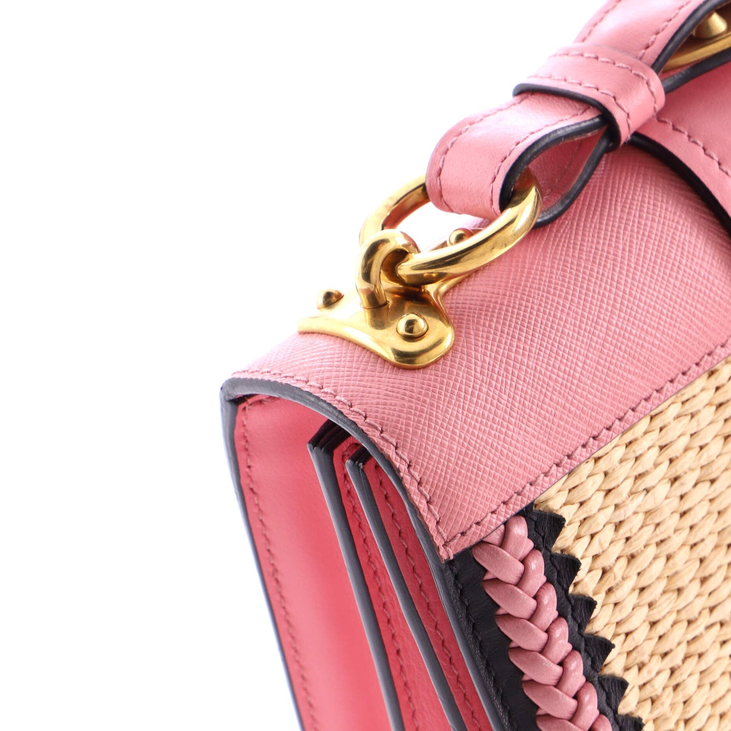Cahier Crossbody Bag Leather and Straw Small