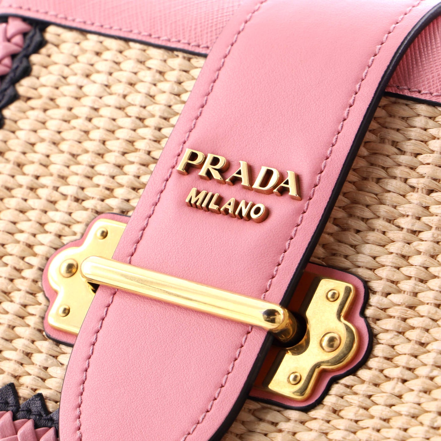 Cahier Crossbody Bag Leather and Straw Small