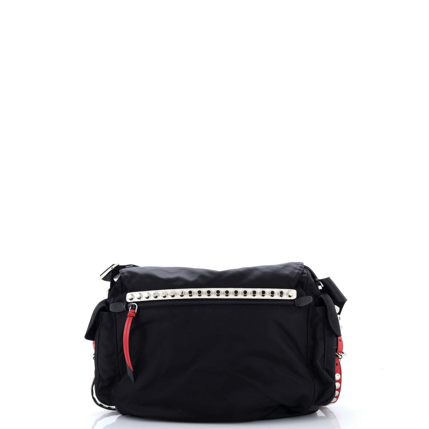 New Vela Flap Messenger Bag Tessuto with Studded Leather Medium