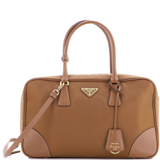 Re-Edition 1978 Bauletto Bag Re-Nylon with Saffiano Leather Large