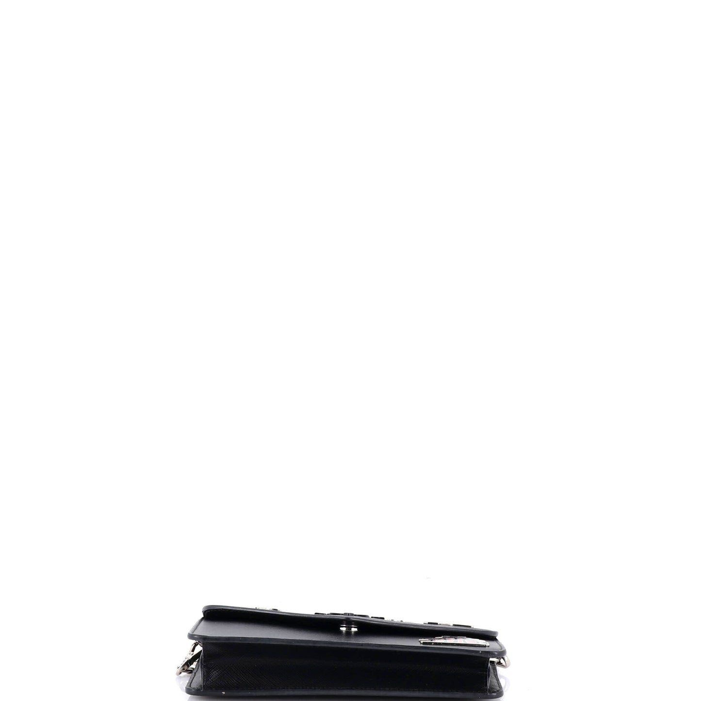 Monochrome Wallet on Chain Embellished Saffiano Leather Small