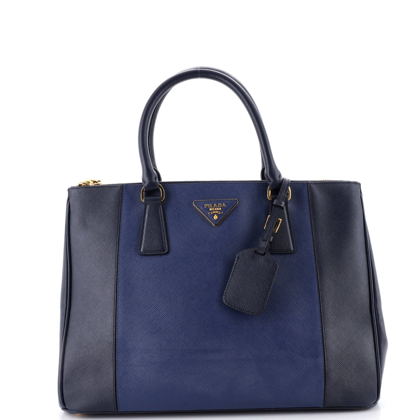 Bicolor Double Zip Lux Tote Saffiano Leather Medium