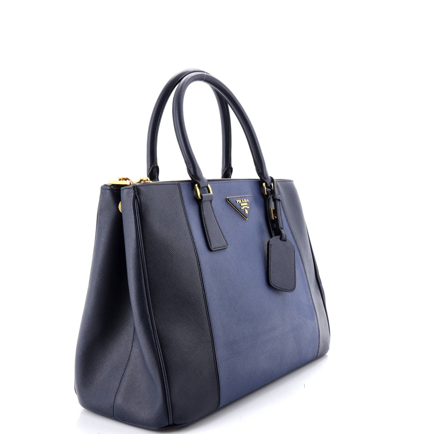 Bicolor Double Zip Lux Tote Saffiano Leather Medium