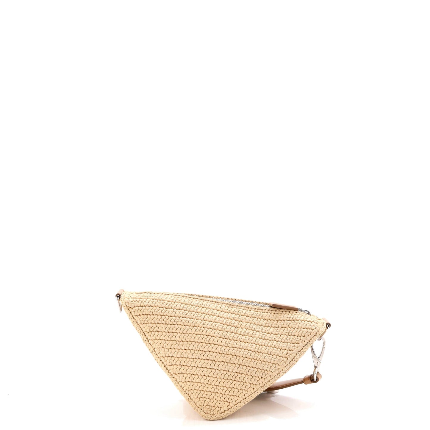 Triangle Logo Zip Crossbody Bag Crochet Raffia Small