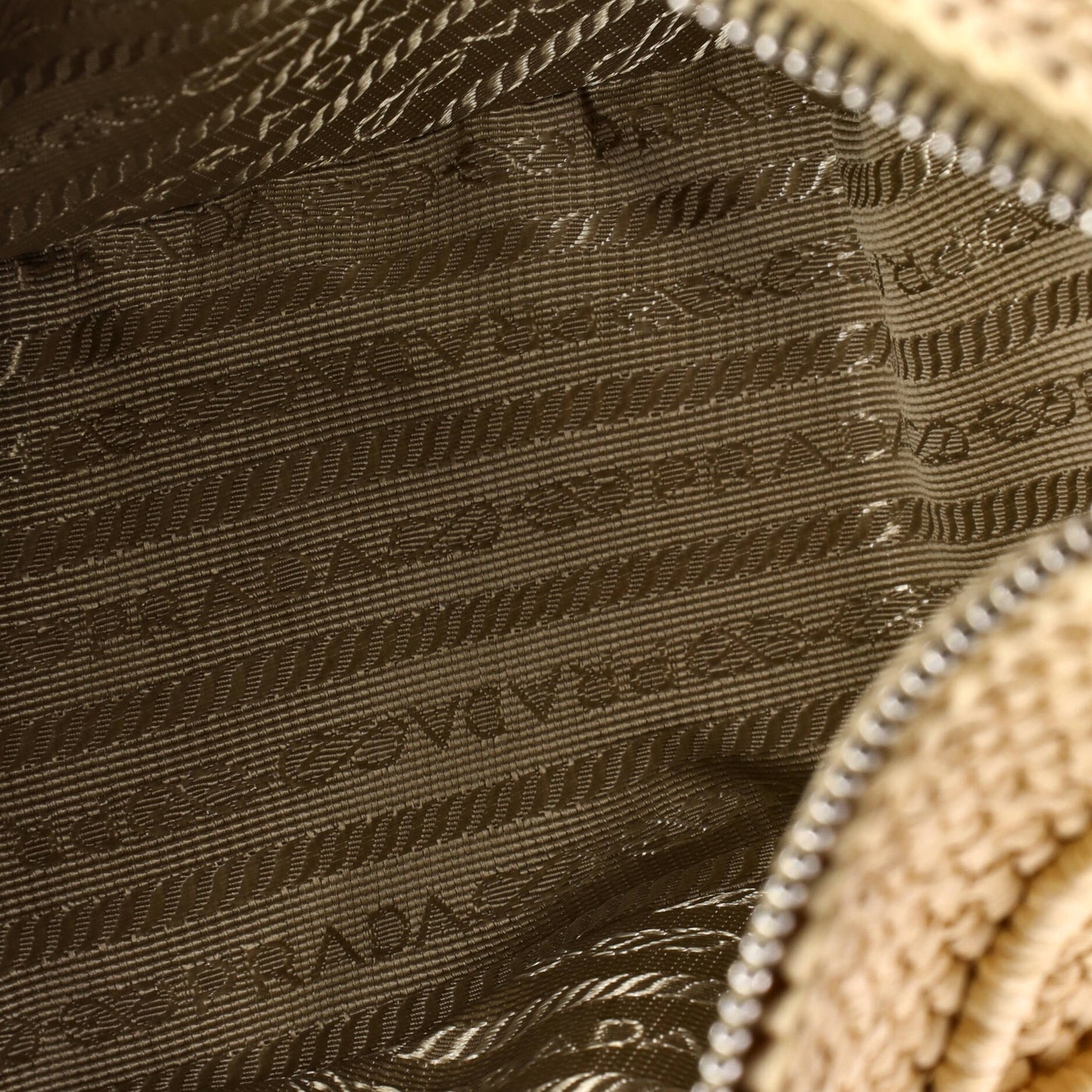 Triangle Logo Zip Crossbody Bag Crochet Raffia Small