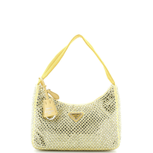 Re-Edition 2000 Hobo Crystal Embellished Satin Mini