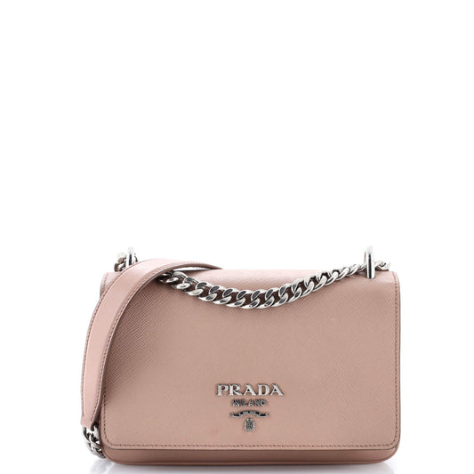 Chain Flap Crossbody Bag Saffiano and Soft Calf Small