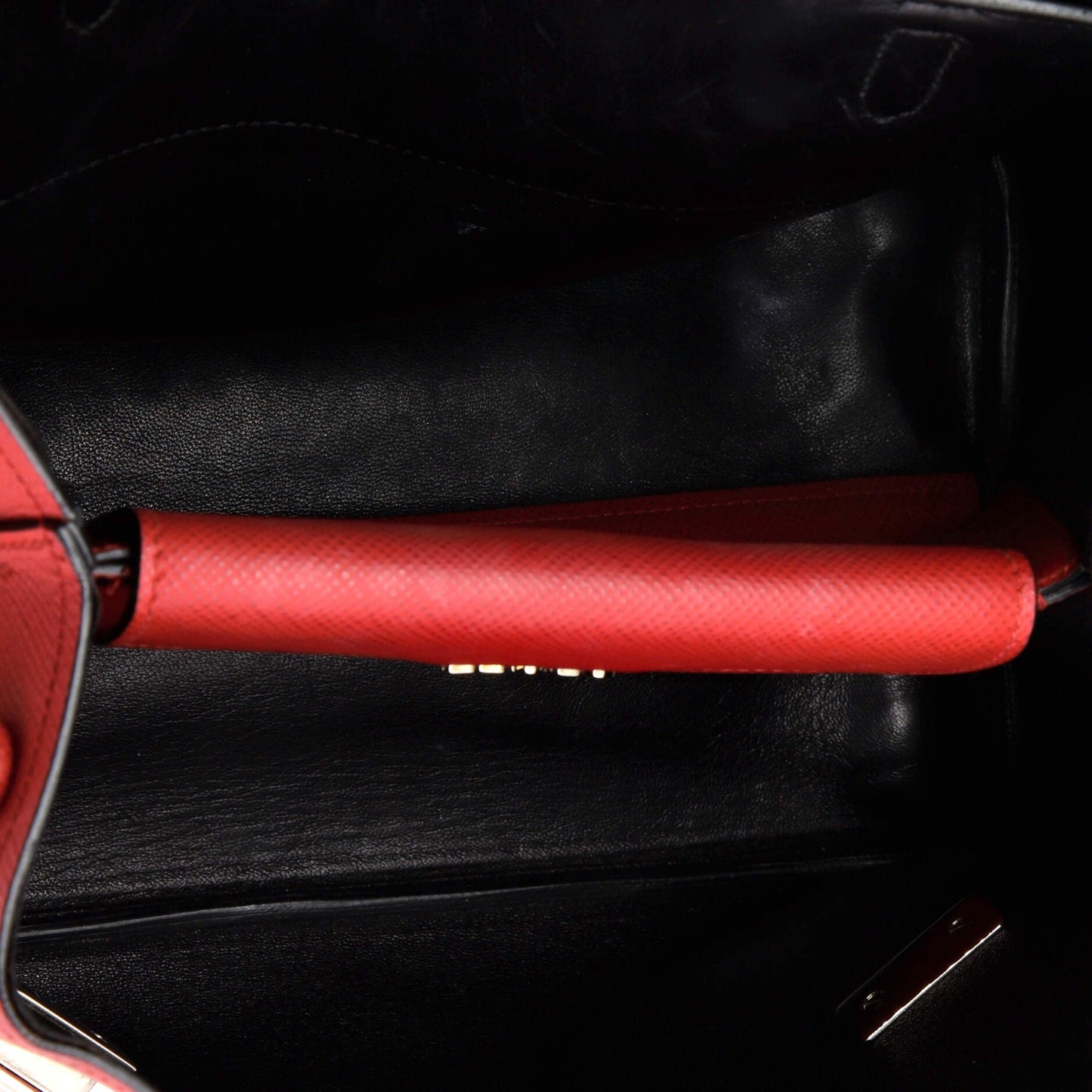 Half Flap Double Turn Lock Satchel Saffiano Leather Medium