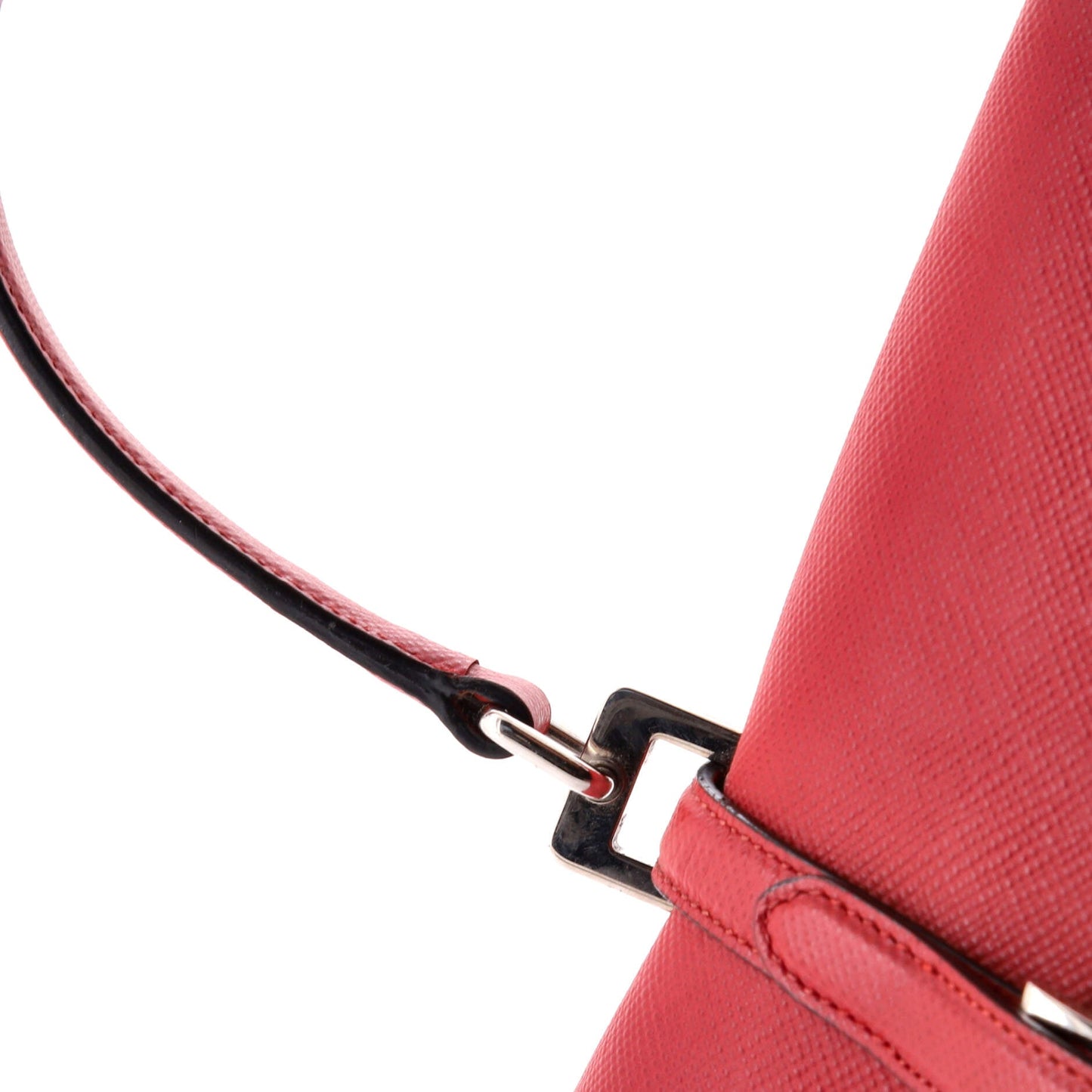 Half Flap Double Turn Lock Satchel Saffiano Leather Medium