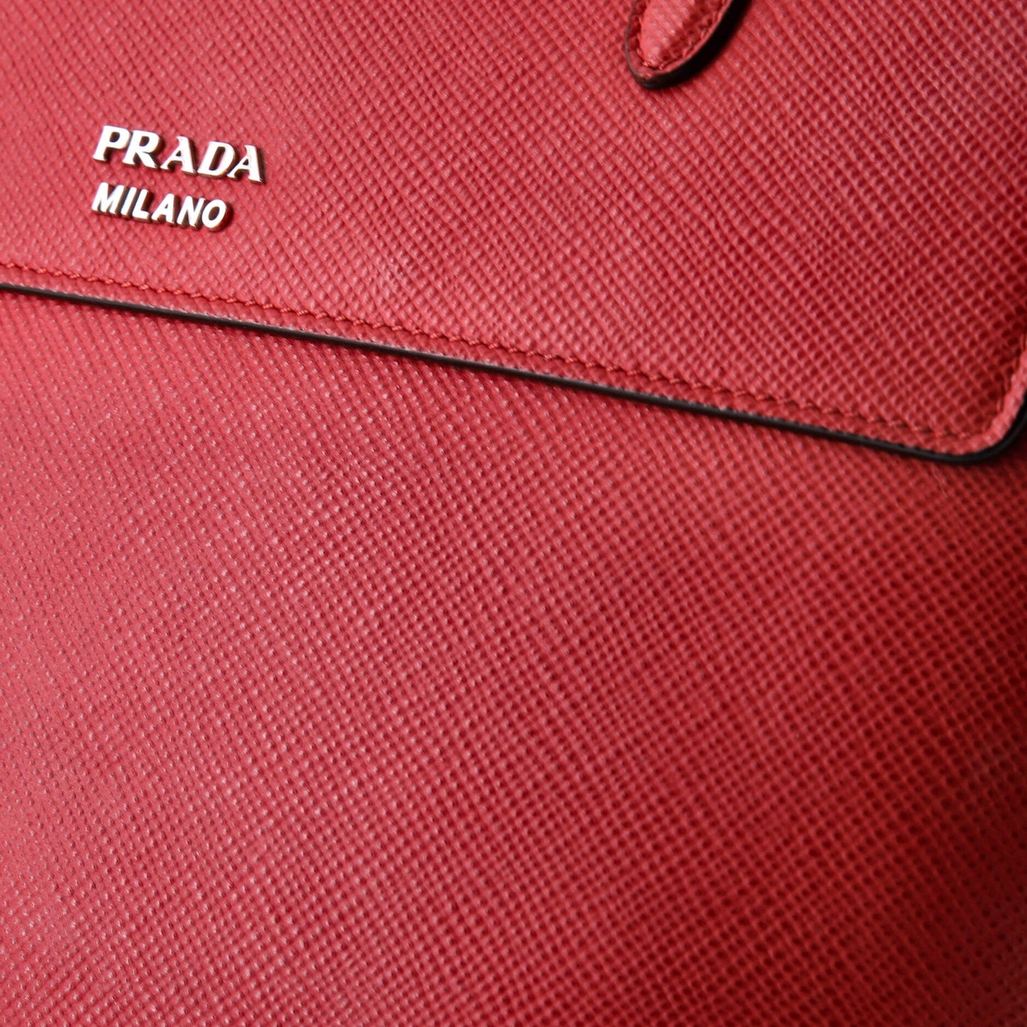 Half Flap Double Turn Lock Satchel Saffiano Leather Medium