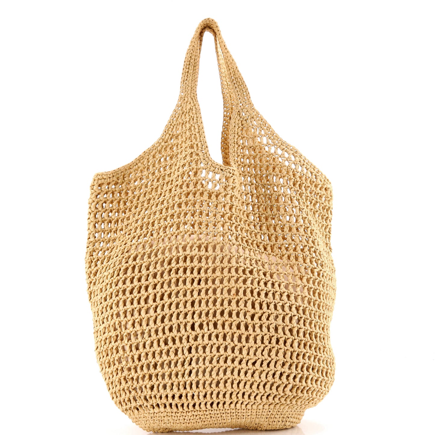 Triangle Logo Bucket Tote Raffia Small