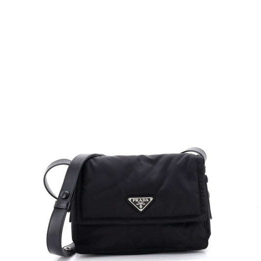 Padded Flap Shoulder Bag Re-Nylon Small