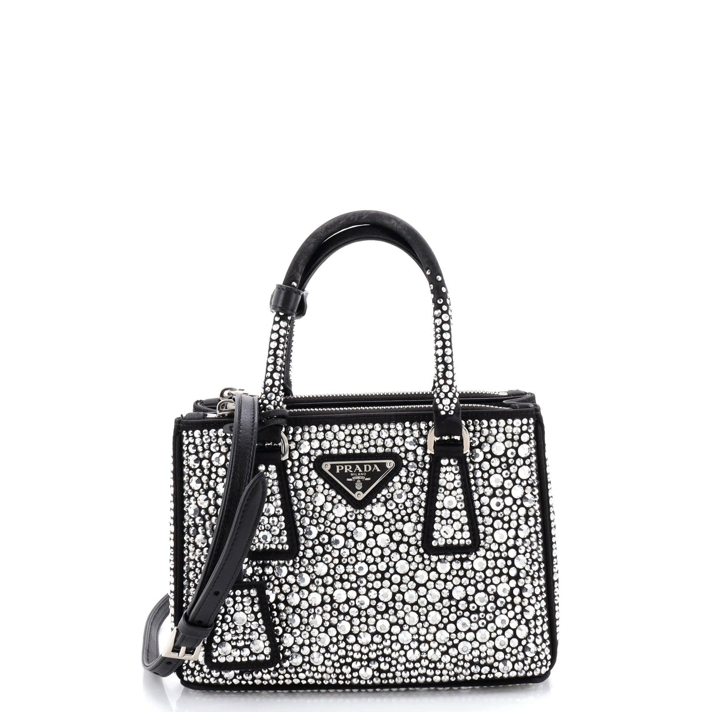 Galleria Double Zip Tote Crystal Embellished Satin Mini