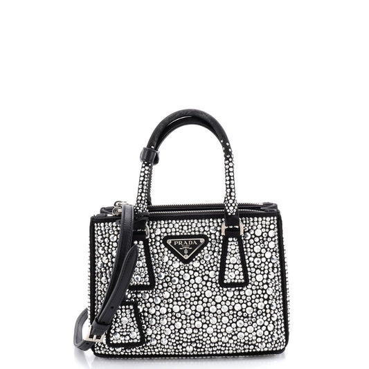 Galleria Double Zip Tote Crystal Embellished Satin Mini