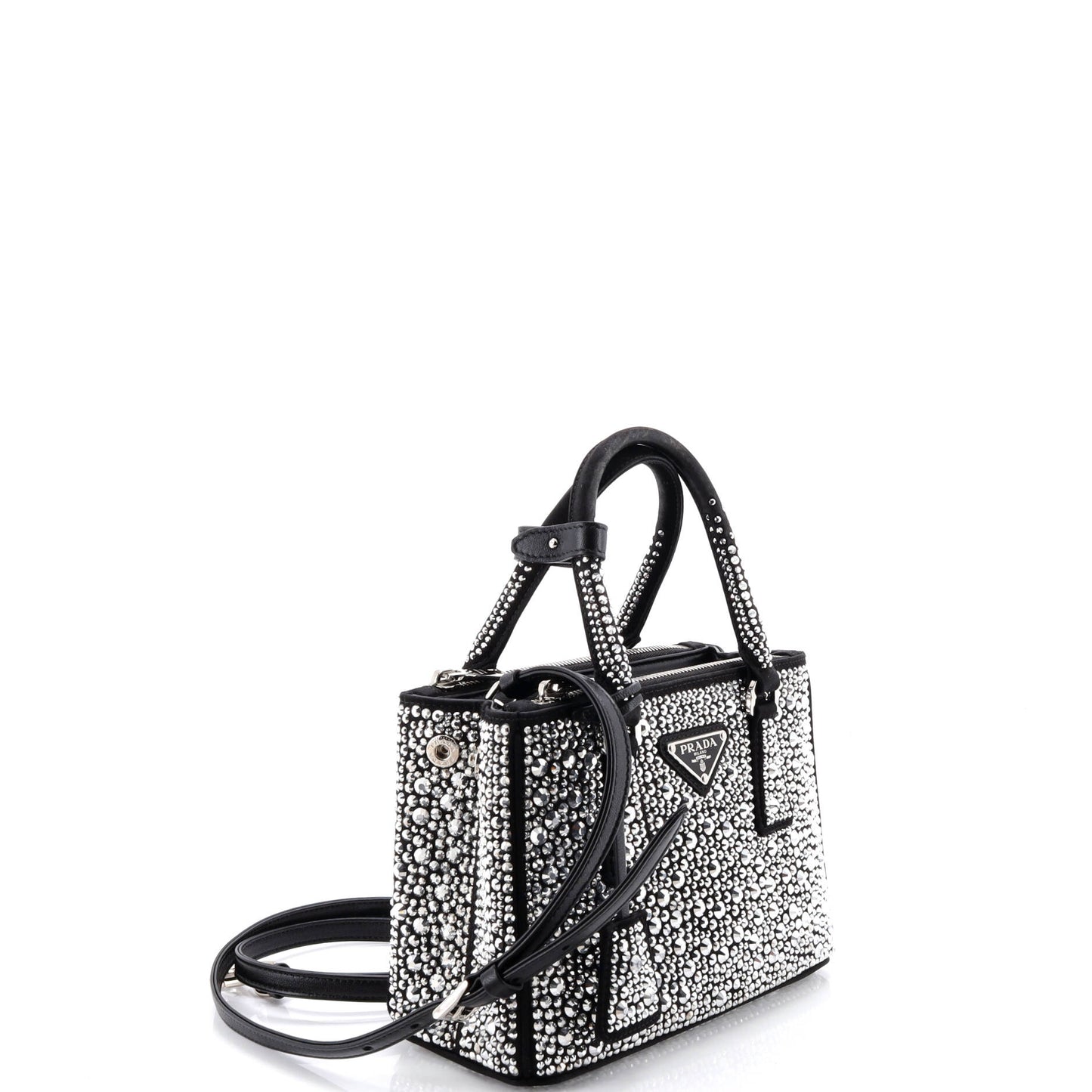 Galleria Double Zip Tote Crystal Embellished Satin Mini