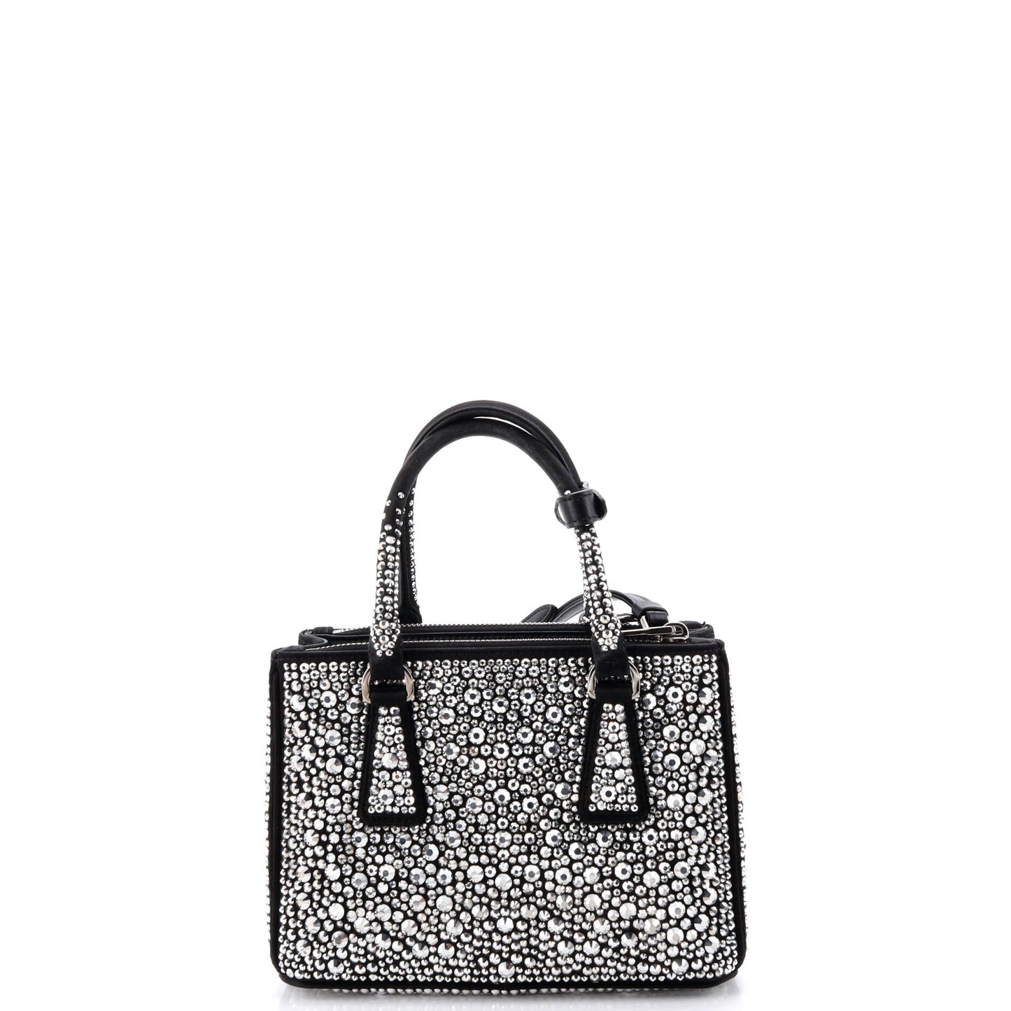 Galleria Double Zip Tote Crystal Embellished Satin Mini