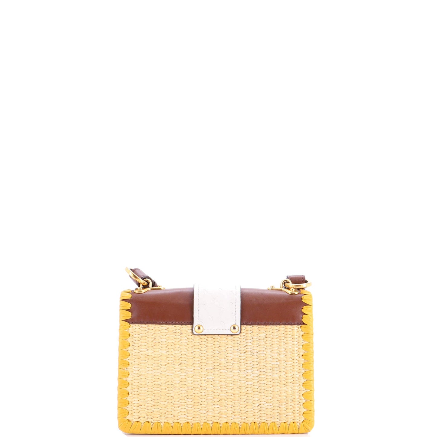Cahier Crossbody Bag Straw and Leather with Ostrich Small
