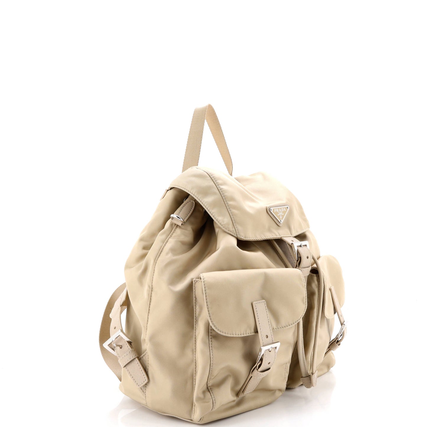 Double Front Pocket Backpack Re-Nylon with Leather Medium
