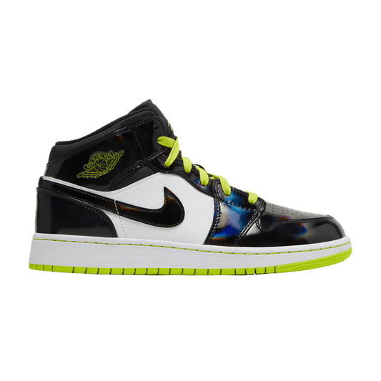 Jordan 1 Mid Black Cyber Mystic Green (GS)