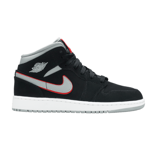 Jordan 1 Mid Black Particle Grey Gym Red (GS)