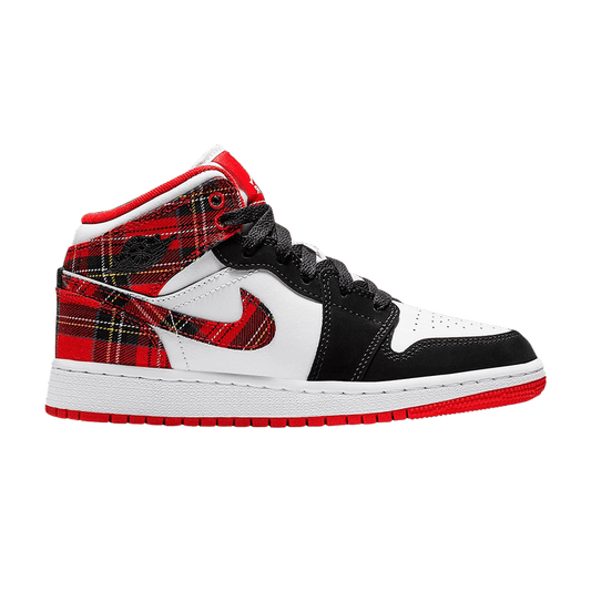 Jordan 1 Mid White Plaid (GS)