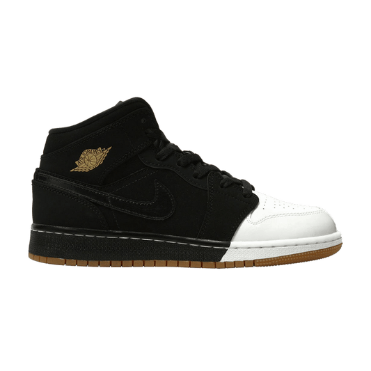 Jordan 1 Mid Black White Gold (GS)