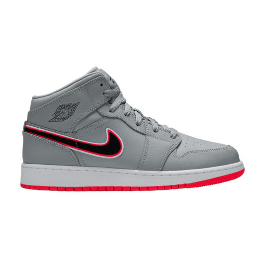 Jordan 1 Mid Wolf Grey Racer Pink Black (GS)