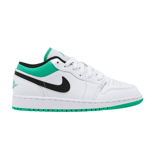 Jordan 1 Low White Lucky Green Tumbled Leather (GS)