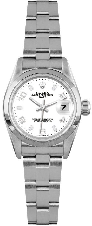 Rolex Oyster Perpetual 26 Stainless Steel White Arabic Dial Women's Watch 79160