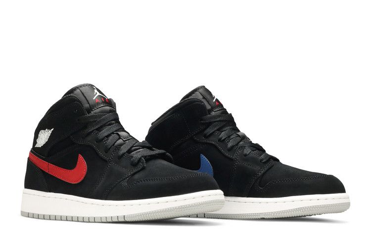 Jordan 1 Mid Multi-Color Swoosh Black (GS)