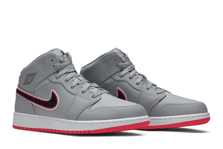 Jordan 1 Mid Wolf Grey Racer Pink Black (GS)