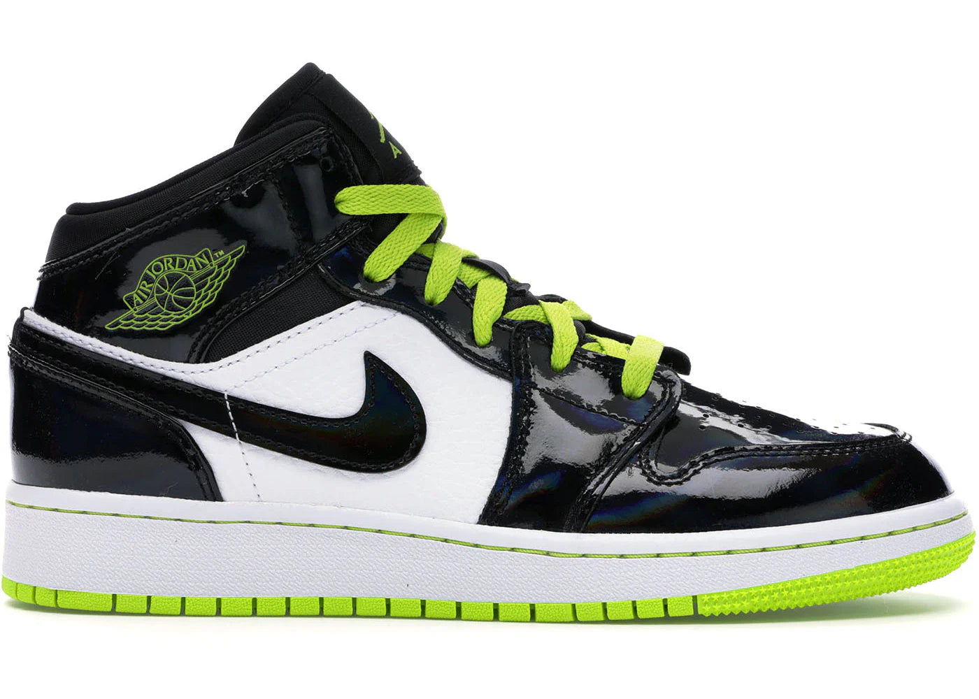 Jordan 1 Mid Black Cyber Mystic Green (GS)