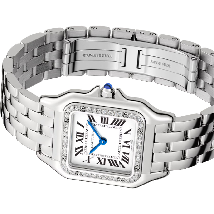 Cartier Panthere De Cartier Stainless Steel Diamonds Women's Watch W4PN0018