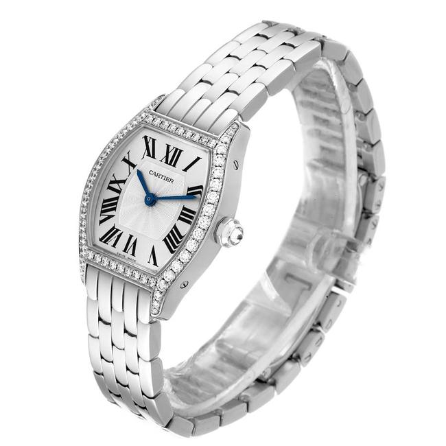 Cartier Tortue Diamond Bezel 18k White Gold Women's Watch WA501011