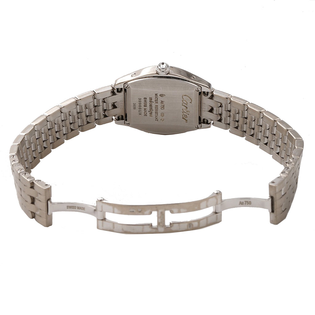 Cartier Tortue Diamond Bezel 18k White Gold Women's Watch WA501011