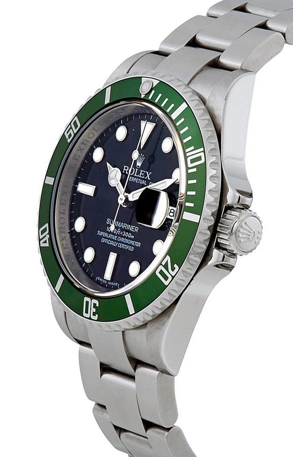 Rolex Submariner Date Stainless Steel Kermit Black Dial Men's Watch 16610LV