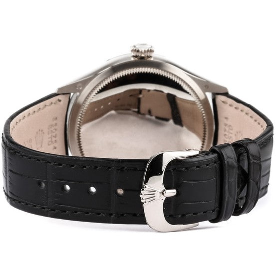 Rolex Cellini Dual Time Black Dial 18k White Gold Men's Watch 50529-0007
