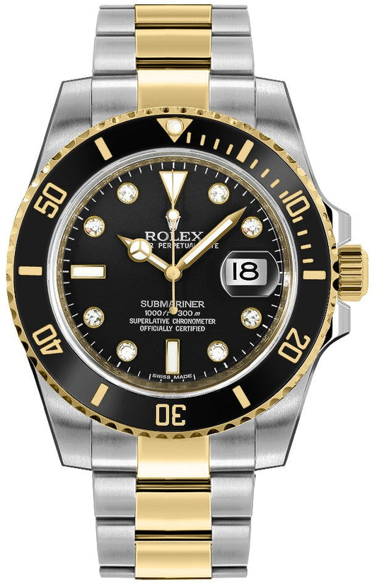 Rolex Submariner Date Men's Watch Diamond Dial 116613LN-0003