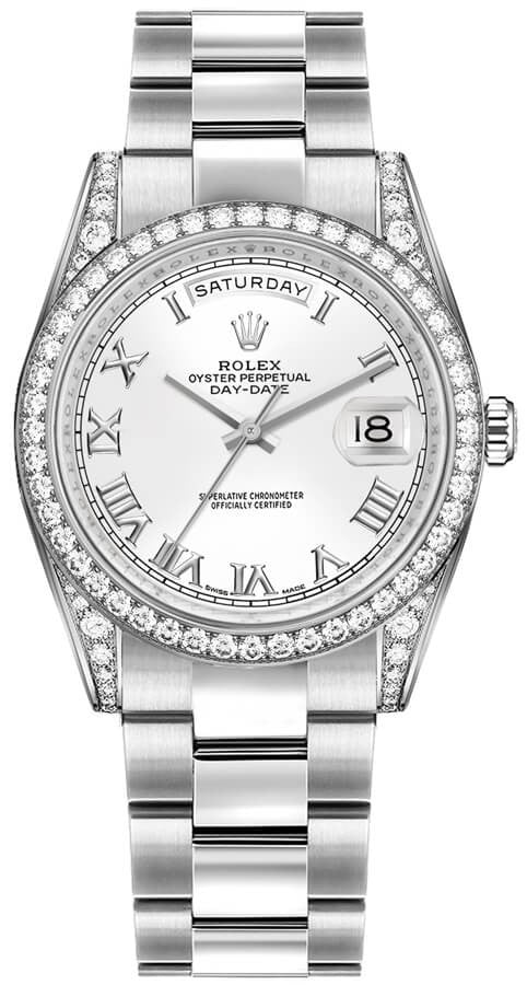 Rolex Day-Date 36 White Roman Numeral Dial Gold Watch 118389-0119