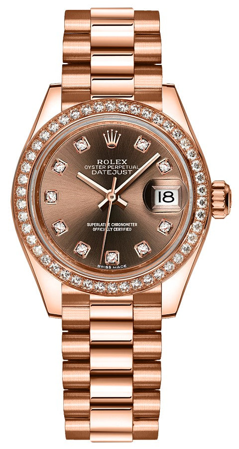 Rolex Lady-Datejust 28 Rose Gold Diamond Watch 279135RBR