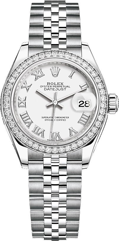 Rolex Lady-Datejust 28 White Roman Numeral Dial Watch 279384RBR-0019