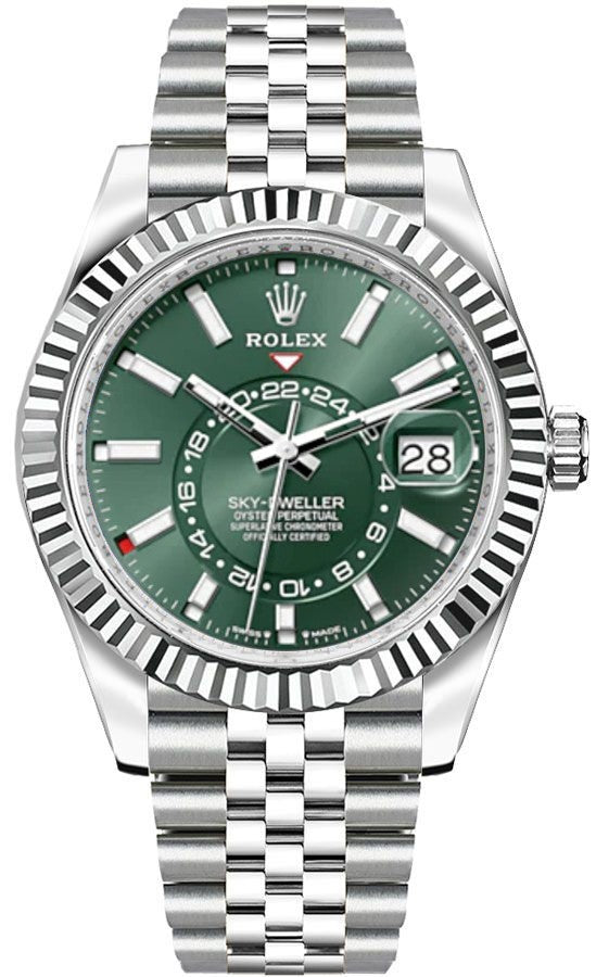 Rolex Sky-Dweller White Gold Fluted Bezel Men's Watch 336934-0002
