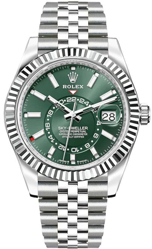 Rolex Sky-Dweller White Gold Fluted Bezel Men's Watch 336934-0002