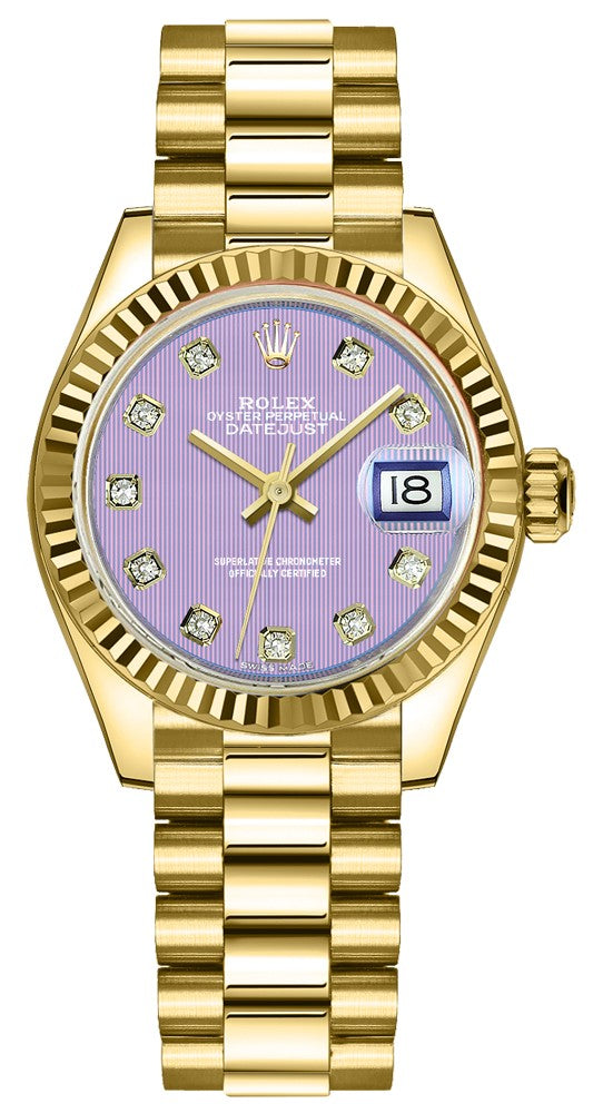 Rolex Lady-Datejust 28 Lavender Purple Dial Watch 279178-0018