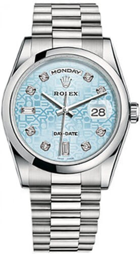 Rolex Day-Date 36 Ice Blue Diamond Platinum Watch 118206-0017