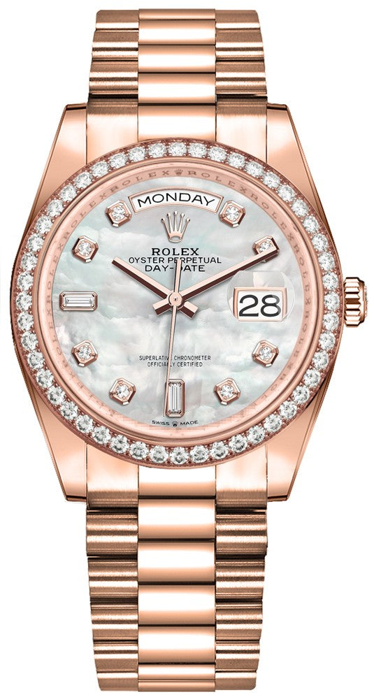 Rolex Day-Date 36 Diamond Everose Gold Watch 128345RBR-0028